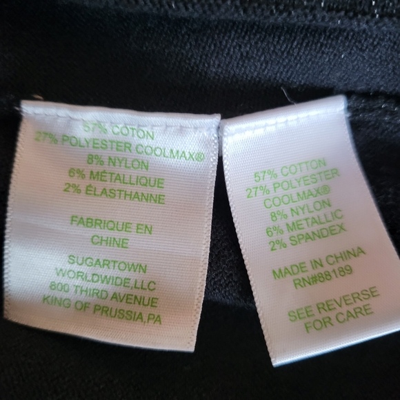 Lilly Pulitzer Burke Onyx Metallic Pullover Cold Shoulder Ruffle Sweater Black M - Picture 9 of 10